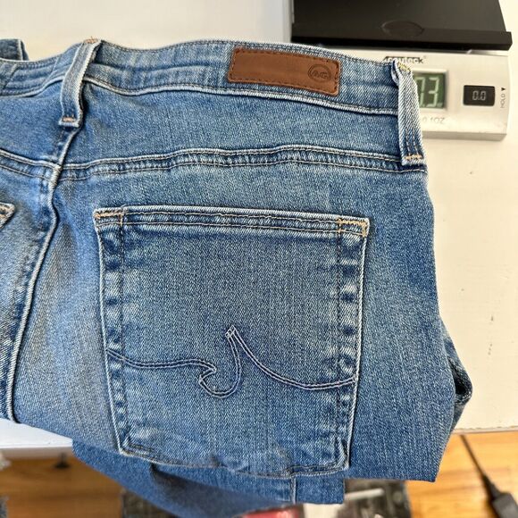 AG The Prima Ankle Raw Hem Cigarette Ankle Med Wash Blue Skinny Jean 27 Zip Fly - Picture 9 of 13
